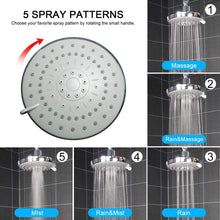 Load image into Gallery viewer, Hillstry 5-Setting High Pressure Rain Fixed Shower Head