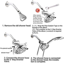 Load image into Gallery viewer, Hillstry 9 Settings Double Fixed Shower Head Set
