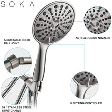 Load image into Gallery viewer, Hillstry 6 Spray Setting High Pressure Handheld Shower Head