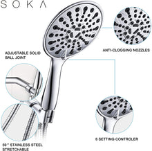 Load image into Gallery viewer, Hillstry 6 Spray Setting High Pressure Handheld Shower Head

